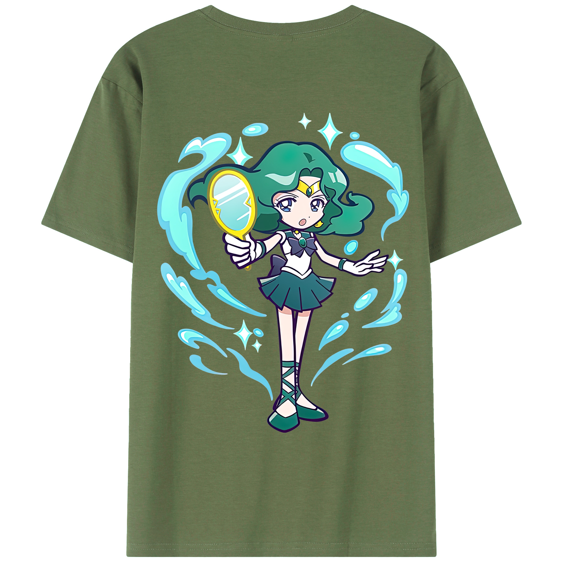 （画像用） 美少女戦士セーラームーン 海王 みちる（かいおう みちる） Sailor Moon Kaiou Michiru 綿100％ メンズ半袖Tシャツ（バックプリント） 通気性